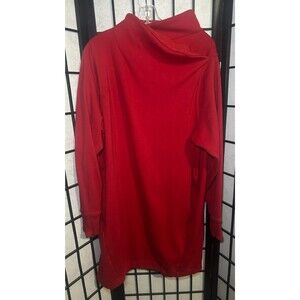Athleta‎ Cozy Karma Mock Neck Dress Sz 1X Candy Red Zip Pockets